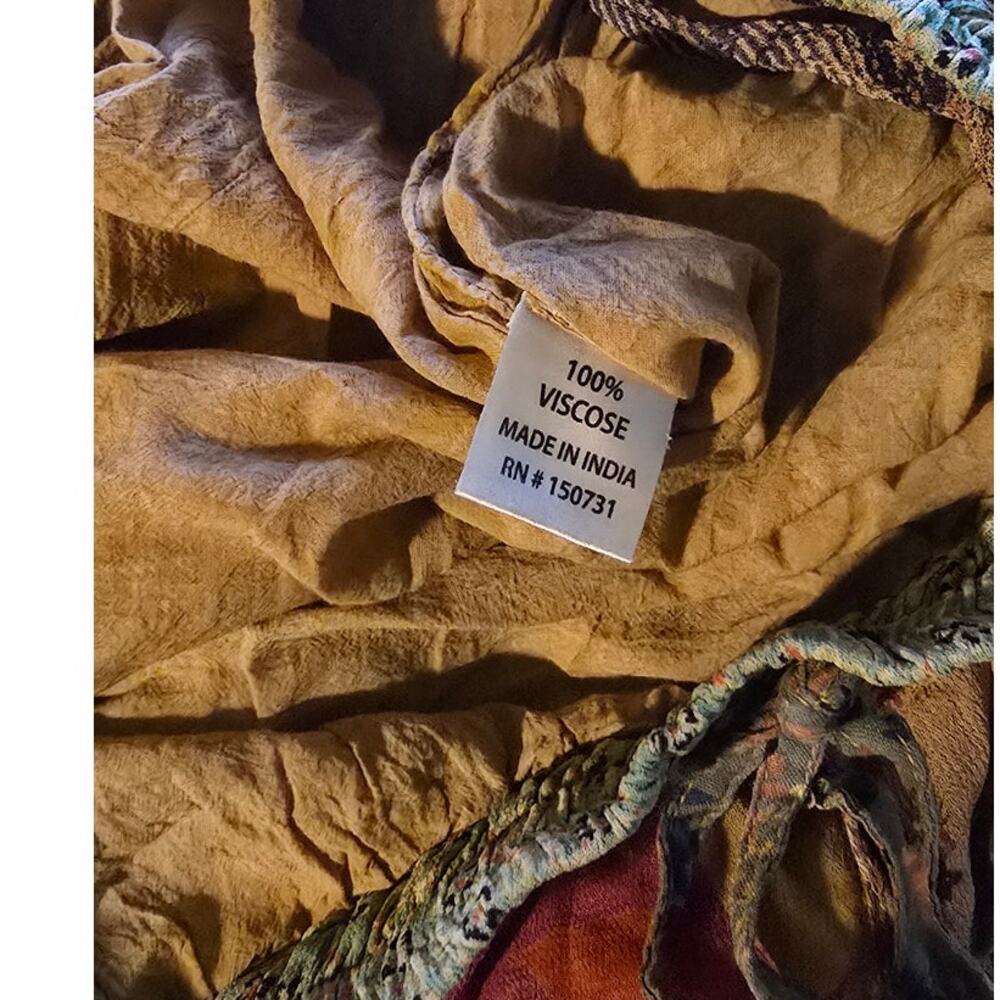 Young Threads Camel Brown Patchwork Flare Pants XL NWT - Autumn Boho - Picture 6 of 9